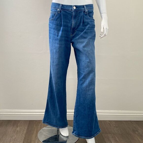 AMO Denim - AMO Denim Florence Wide Leg Pleated Trouser Jean in Wistful Medium Wash